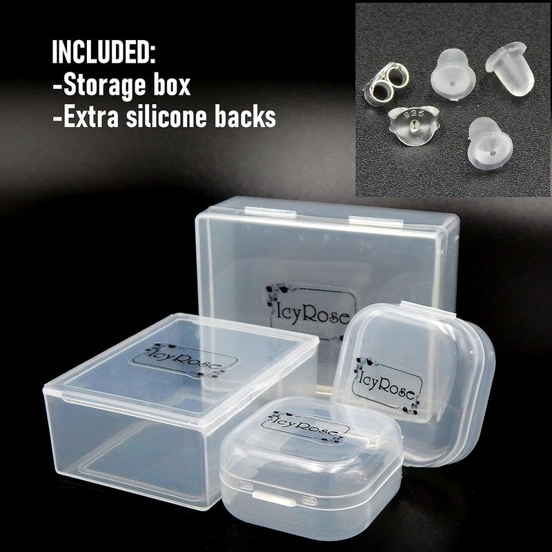 ICYROSE 925 Sterling Silver NEW Set of 3 Pairs Halloween Ghost Black Cat and Jack Pumpkin Stud Earrings (Nickel Free) - Image 1